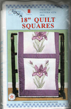 Stamped Embroidery Needle Quilt Squares Blocks 18 Inch Purple Iris Pattern 274 - £11.19 GBP