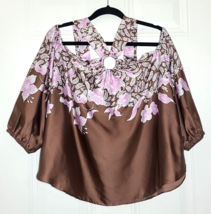 Cato Top Floral Print Cold Shoulder Halter Neckline Silky Multicolor Siz... - $214.79 MXN