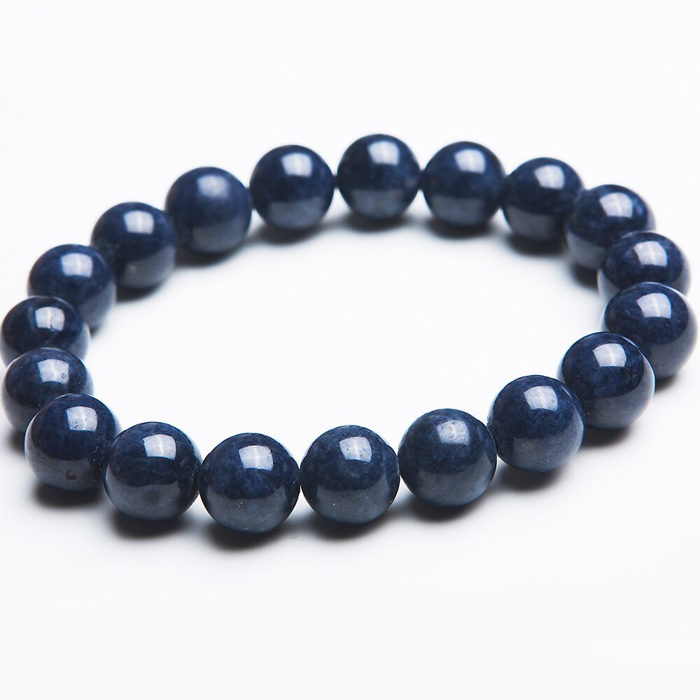 Genuine Natural Blue Sapphire Round Beads Gemstone Bracelet 10mm Love Stretch Cr - £108.59 GBP