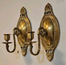 Vintage Brass Candle Wall Sconce Lot Matching Pair Wall Candle Holders 9... - $76.78