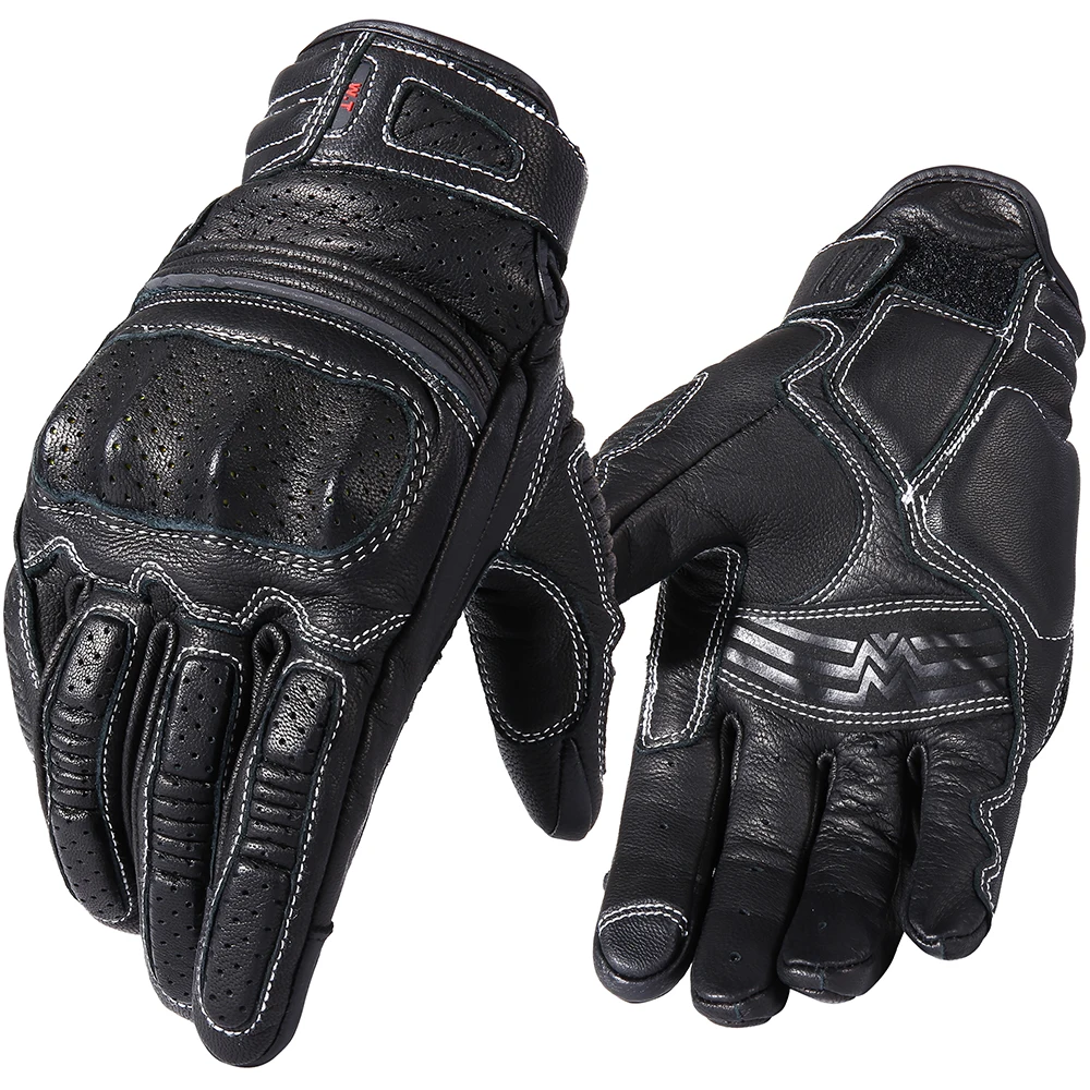 Motorcycle Leather Gloves Touch Screen Full Finger Road Racing Cycling Men Motor - $419.41