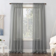 No. 918 53566 Emily Sheer Voile Rod Pocket Curtain Panel 59&quot; x 84&quot; Charcoal - $19.21