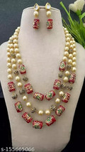 Kundan Choker Meena Necklace Earrings Jewelry Set Trending Bridal Ethnic17 - £26.57 GBP