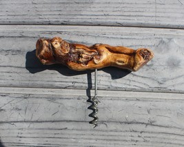 Vintage Wine Corkscrew Tree Branch Driftwood Wood Handle Stained 6&quot; - £7.46 GBP