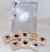 Retired 2007 Stampin Up Batty for You 8 Piece Set Wood Mounted Halloween Stamps - £27.17 GBP
