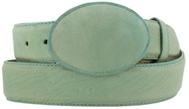 Baby Blue Western Cowboy Leather Belt Genuine Ostrich Skin Rodeo Buckle Cinto - £37.91 GBP