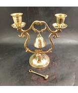 Brass Tavern Bell : Double Candle Holder With Hammer (Rare) POLISHED And... - $55.00