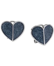 Kate Spade Womens New York Glitter Heart Button Earrings Navy Size One Size - £40.83 GBP