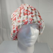 Handmade Crochet Beanie Hat Adult Hot Pink Green White Warm Winter Knit ... - £7.87 GBP