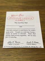 Vintage 1965 Novelty Week-End Marriage License Jokes Gags Pranks KG JD - $6.92