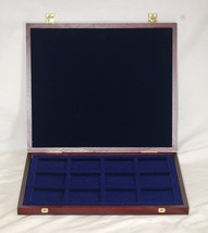 Wooden Coin Storage Box Blue Velvet - £31.64 GBP