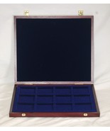 Wooden Coin Storage Box Blue Velvet - £31.15 GBP