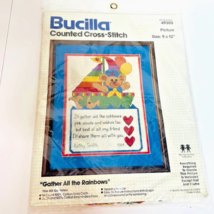 Bucilla Gather All The Rainbows Counted Cross Stitch Kit #49305 9&quot;X12&quot; Vintage - £8.56 GBP