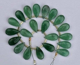 Natural 20 piece faceted pear shape drilled green STRAWBERRY QUARTZ briolette be - £55.35 GBP