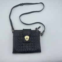 BRAHMIN Mojito Black Melbourne Croc-Embossed Leather Travel Wallet Crossbody Bag - £158.27 GBP
