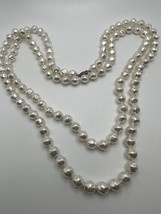 Huge Sterling Silver Faux Pearl Guard Long 52&quot; x 10mm Necklace - £31.18 GBP
