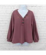 Loveriche Sweater Womens Small Purple Waffle Knit V Neck Balloon Sleeve ... - $379.94 MXN