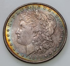 1887 Silver Toned Morgan Dollar, Choice BU, Excellent Eye Appeal &amp; Luster - £159.26 GBP