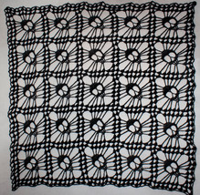Hand Crochet Skull Afghan| Table Topper| Shawl Black - $172.20