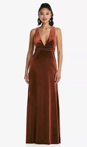 Velvet Maxi Dress with Criss Cross Open-Back..TH082..Auburn Moon...Size Small - £59.29 GBP