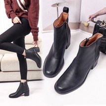 Women Vintage Chunky High Heels Thick Heel Short Boot Ankle Booties zipper Shoes - £29.56 GBP