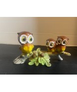 Cute Vintage Norcrest 3 Big Eyed Owl Family On Branch W/Acorns Figurine - $40.96 CAD
