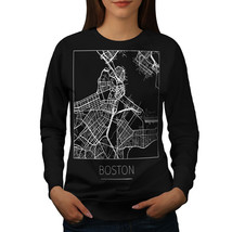 Wellcoda Boston City Map Fashion Womens Sweatshirt, Town Casual Pullover Jumper - £22.77 GBP+