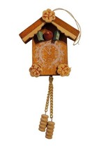 Vintage Wooden Cuckoo Clock Christmas Ornament Handmade 4” EUC - £6.32 GBP