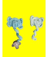 HANDMADE Elephant Pacifier Holder Crochet Acrylic Set of 2 - $167.15 MXN