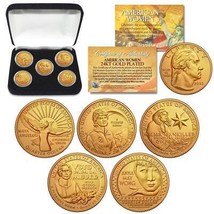 2022 24K Gold American Women Quarters 5-Coin Genuine U.S. Set With Display Box - £16.82 GBP
