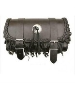 Leather Tool Bag Fringe and Braid with Silver Concho 10&quot; X 6 1/2&quot; X 3 1/2&quot; - £34.22 GBP