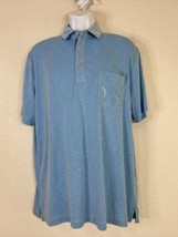 Caribbean Men Size L Blue Knit Pocket Polo Shirt Short Sleeve Parrot - £5.30 GBP
