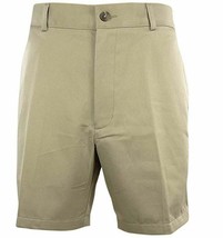 Roundtree &amp; Yorke Size 52 Waist ELASTIC WAIST Khaki Flat Front New Mens ... - £46.69 GBP