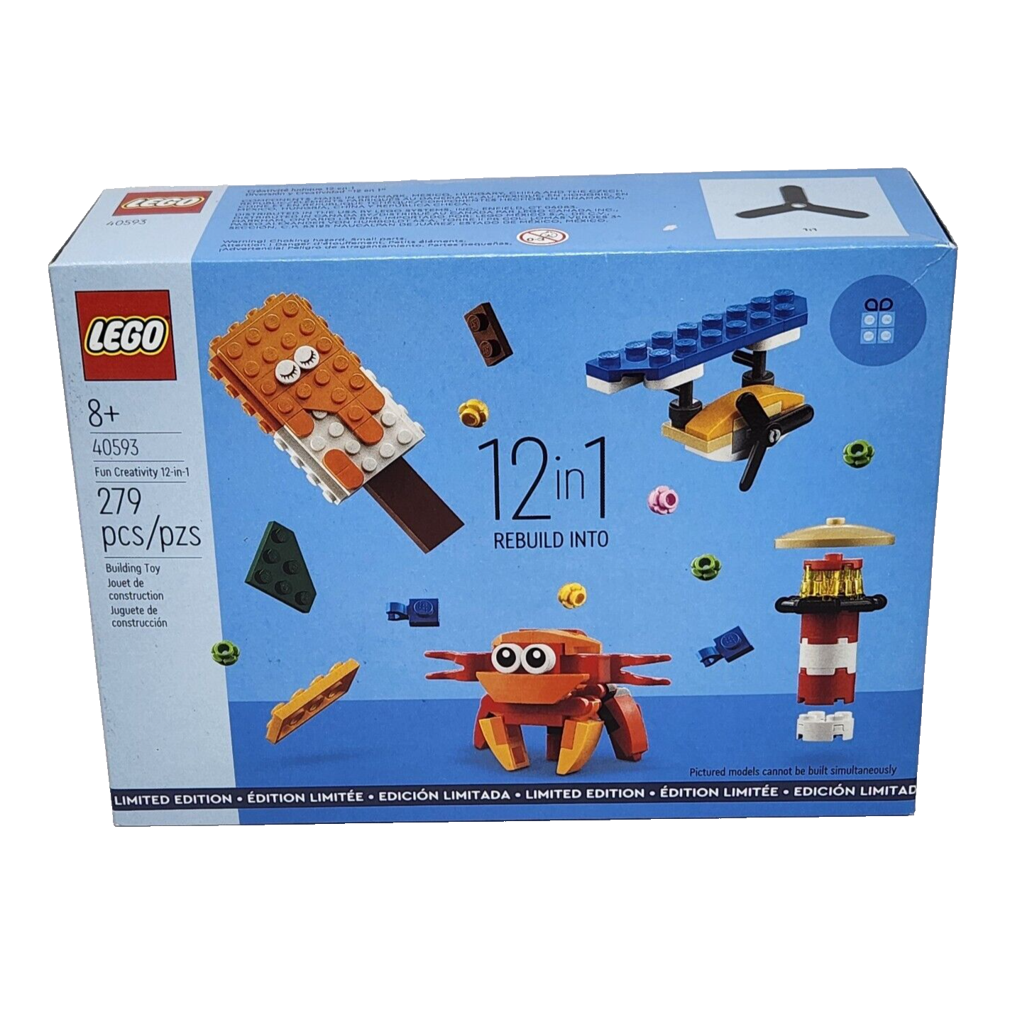 NEW IN BOX LEGO SET 12 IN 1 FUN CREATIVITY SET SUMMER # 40593 279 PIECES... - $14.25