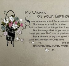 Birthday Wishes Victorian Style Greeting Card Flowers 1900-20s PCBG11B - $19.99