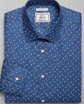 Jos. A. Bank Slim Fit Ginkgo Leaves Dress Shirt size:16 1/2 X33 colour:Navy - $37.39