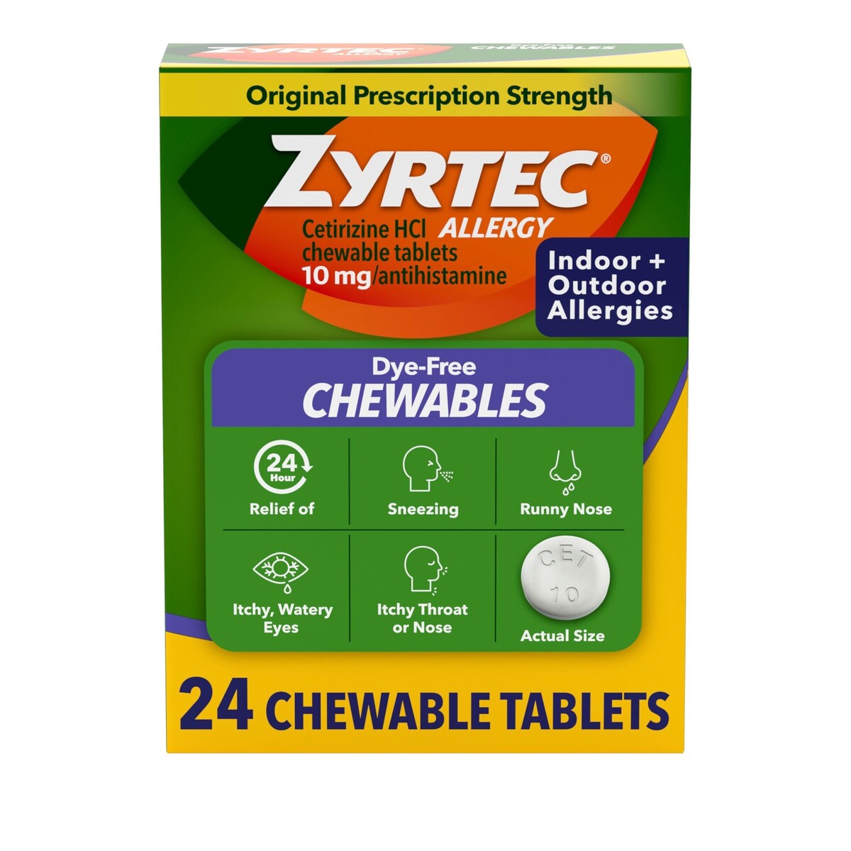 READ Zyrtec 24 Hour Allergy Relief Chewable Tablets, 10 mg Cetirizine 24... - $13.85