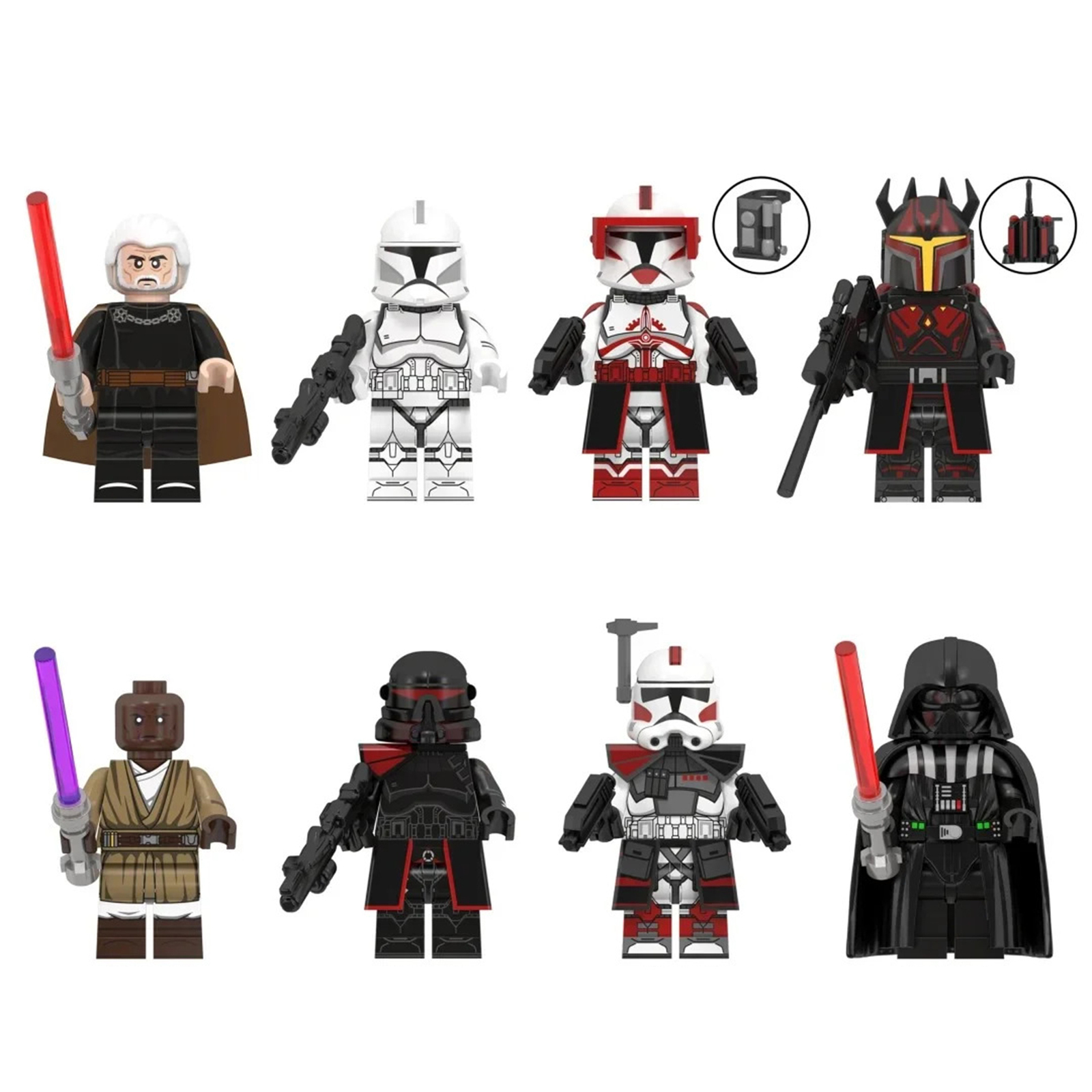 Star Wars Jedi Master Count Dooku Gar Saxon Darth Vader 8pcs Minifigures Toy