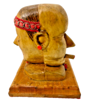 Outsider Folk Art Wood Carving Roxy &amp; Marvin Outsider Wm Kerr Double Head - £219.51 GBP