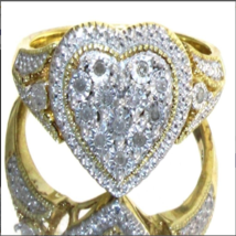 Elegant 18k Gold Filled Multi Diamond Heart Cluster Ring - £145.41 GBP