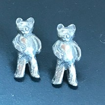Estate Small Pewter Teddy Bear Post Earrings for Pierced Ears – 5/8th’s x 0.25  - £8.86 GBP