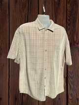 ISLAND SHORES MENS BROWN PLAID RELAXED FIT SHORT SLEEVE BUTTON DOWN SHIR... - $23.08