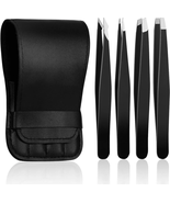 Versatile 4 Pcs Tweezers Set Stainless Steel Hair Removal Makeup Tool Gi... - $22.76