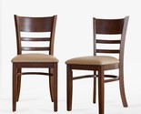 Two Solid Malaysian Oak Pu Leather Upholstered Cushion Seat Side Chairs ... - £153.33 GBP