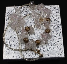 Simulated Crystal Filigreed Seed Bead Necklace - $9.89