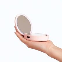 Compact Beauty LED Mirror Power Bank, Pink - £11.86 GBP