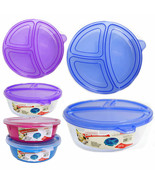 6 Large Microwave Food Storage Containers Section Divided Plates W/ Lids... - £39.33 GBP