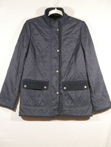 Talbots Diamond Quilted Jacket Navy Blue Women&#39;s Small Fleece Lined Full... - £14.37 GBP