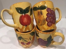 Hand-Painted Set of 4 Ceramic Coffee Mug /Cup By Kristine - £34.95 GBP