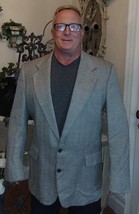 Oscar De La Renta Sports Jacket 44L 100% Blazer Gray Herringbone EUC - £31.38 GBP